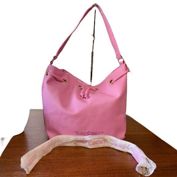 NWT Juicy Couture Pink Tote Bucket Bag Shoulder & Crossbody with Removable Strap - Picture 1 of 11